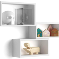 3 Mensole Cubo Rettangolare, in frassino bianco