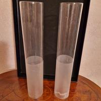 Coppia di vetri tubolari per lume a petrolio 