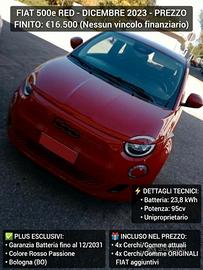 🔥 Fiat 500e RED 12/2023 uniproprietario 