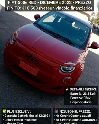🔥 Fiat 500e RED 12/2023 uniproprietario 