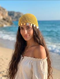 Cappello berretto a rete, in cotone, mano.