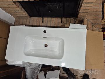 Lavabo in ceramica da incasso 100x46 bianco lucido