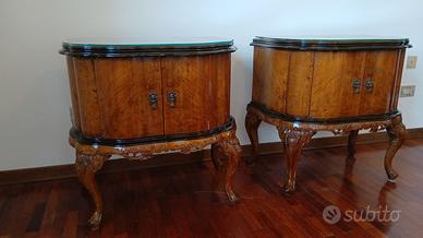 Coppia di Comodini da camera in radica, anni '50