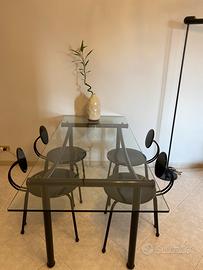 Tavolo cristallo + 4 sedie made in Italy 180/80/77