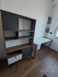 set scrivania, libreria, mensola 