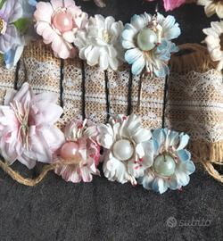 Coppia mollette floreali per capelli