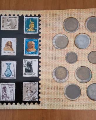 Set da collezione Egyptian Coins & Stamp Collectio