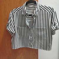 🖤🤍 Camicia corta a righe Terranova – Taglia S