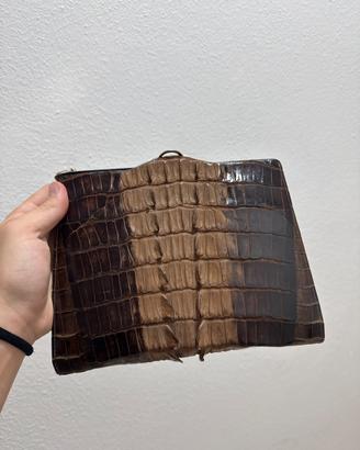 Borsa pochette vintag in VERA PELLE di coccodrillo
