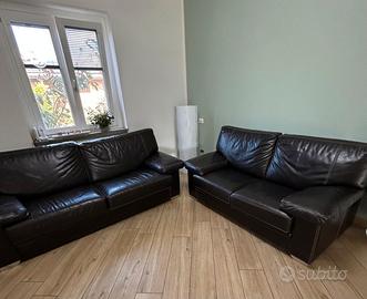 divani in vera pelle come nuovi 3 + 2 posti