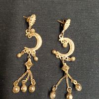 ORECCHINI PENDENTI con Mezza luna + 3 Pendagli