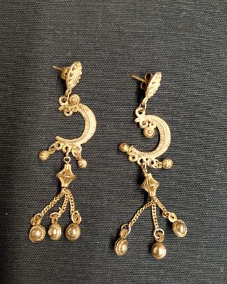 ORECCHINI PENDENTI con Mezza luna + 3 Pendagli