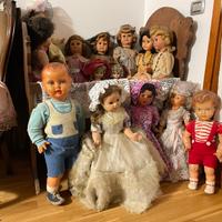 Bambole vintage ani 50/60 piu culla in legno