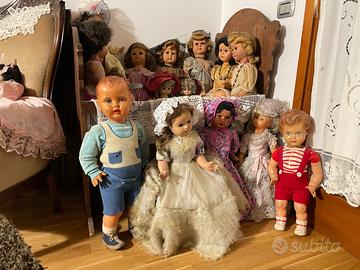 Bambole vintage ani 50/60 piu culla in legno