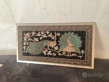 Quadro vintage etnico ricamato in rilievo 