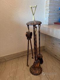 Utensili camino vintage ottone