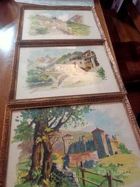 3 quadri pittura acquerello 