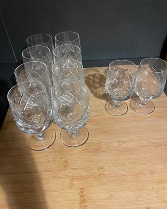 10 bicchieri tambler geometrici rigati vintage