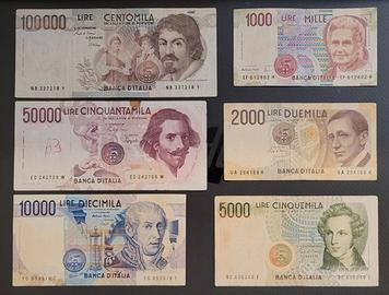 Banconote lire serie anni 80/90
