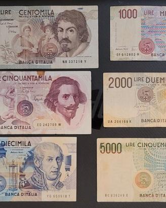Banconote lire serie anni 80/90