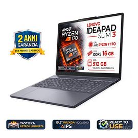 Pc Lenovo Ideapad Slim  Ryzen 7 170 DDR5 SSD 512Gb