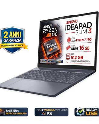Pc Lenovo Ideapad Slim  Ryzen 7 170 DDR5 SSD 512Gb