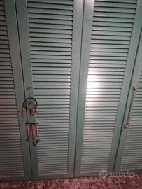 armadio mobile verde / azzurro 7 ante persiana