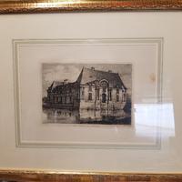 2 quadri castelli francesi incisione acquaforte 