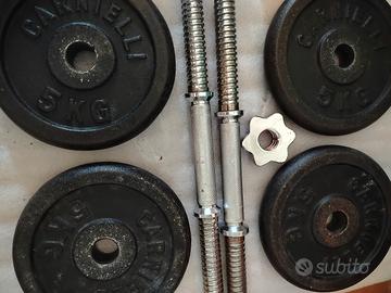 Dischi + manubri per allenamento casa palestra 