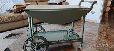 Carrello Bar vintage in legno con ribalte