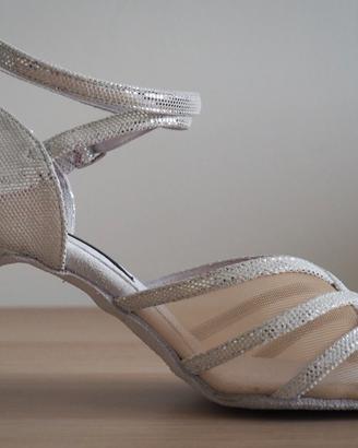 Scarpe da ballo Paoul in lamé argento, n. 39,5
