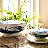 ZUPPIERA E SALSIERA PORCELLANA ANTICA BOSPHORUS