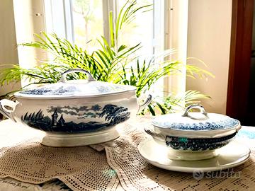 ZUPPIERA E SALSIERA PORCELLANA ANTICA BOSPHORUS