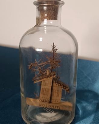 BOTTIGLIA DECORATIVA DOLOMITI SOUVENIR VINTAGE ART