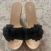 Ciabatta donna  con zeppa con fiore