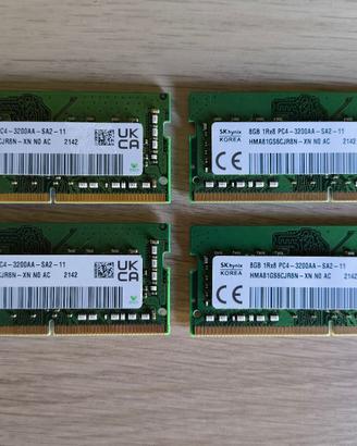 32GB (4x8GB) RAM SODIMM DDR4 3200