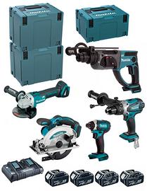MAKITA Kit DLX5039PTJ (DHP458 + DHR202 + DGA504 +