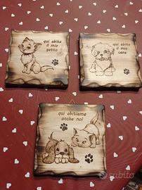 Quadretti targhette animali in legno