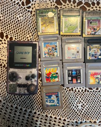 Game boy color atomic purple e lotto 21 giochi