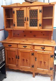 VETRINA COMPLETA IN PINO + PANCA +3 SEDIE