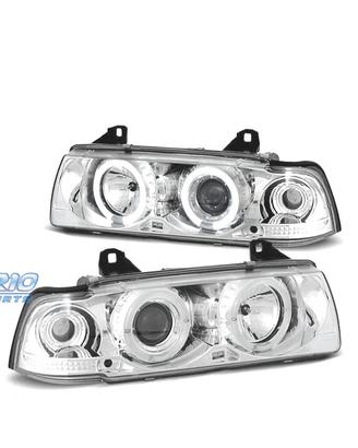 FARI BMW E36 90-99 ANGEL EYES CCFL FONDO CROMATO