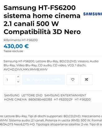 Samsung Blu Ray  Home cinema 2.1 ampli 500 W