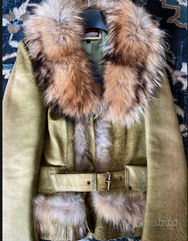 giacca pelle con pelliccia