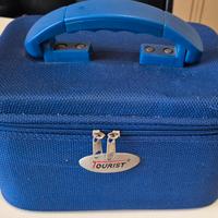 Beauty case organizer blu manico rigido 