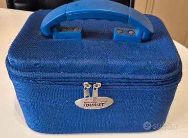 Beauty case organizer blu manico rigido 