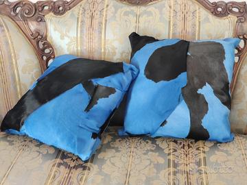 Cuscini decorativi blu nero in vero cavallino
