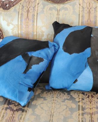 Cuscini decorativi blu nero in vero cavallino