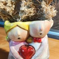 vasetto sposini in cemento 