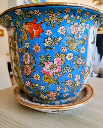 Cachepot Fioriera Porcellana Cinese con sottovaso