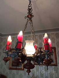 LAMPADARIO FERRO BATTUTO 7 LAMPADE